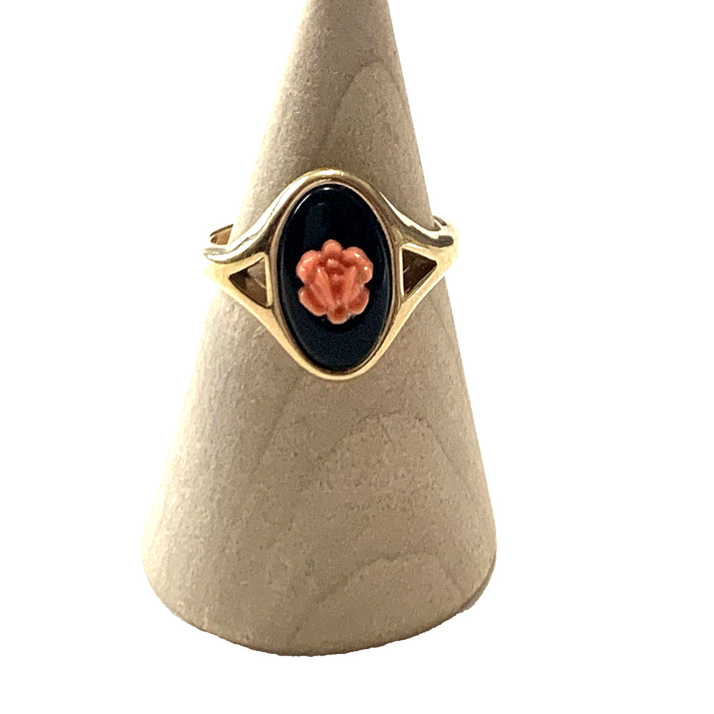 Vintage 1981 Avon Midnight Rose Ring Coral Colored Rose Collectible Avon Sz 7.5